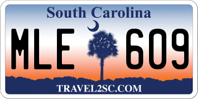 SC license plate MLE609