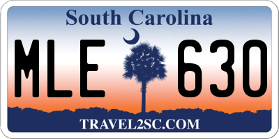 SC license plate MLE630