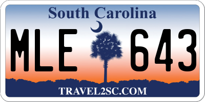 SC license plate MLE643