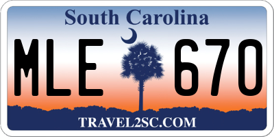 SC license plate MLE670