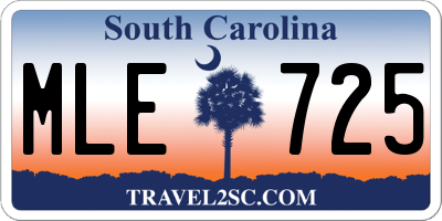 SC license plate MLE725