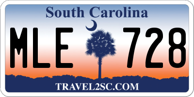 SC license plate MLE728