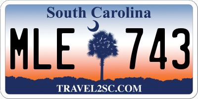 SC license plate MLE743