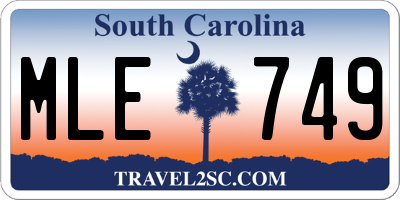 SC license plate MLE749