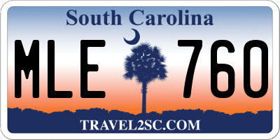 SC license plate MLE760