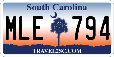 SC license plate MLE794