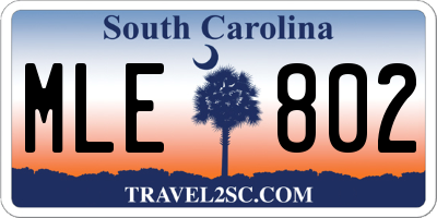 SC license plate MLE802