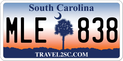 SC license plate MLE838