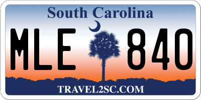 SC license plate MLE840