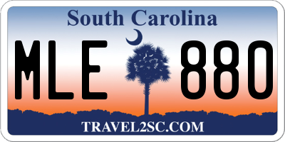 SC license plate MLE880