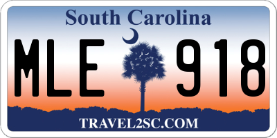 SC license plate MLE918