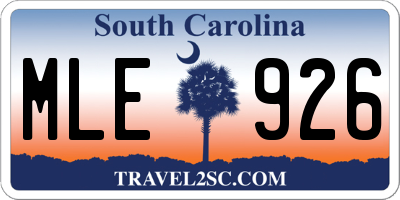 SC license plate MLE926