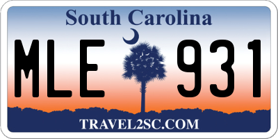 SC license plate MLE931
