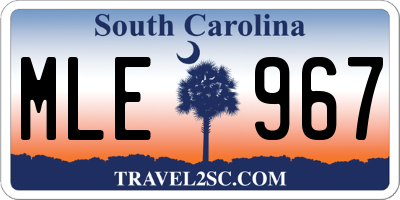 SC license plate MLE967