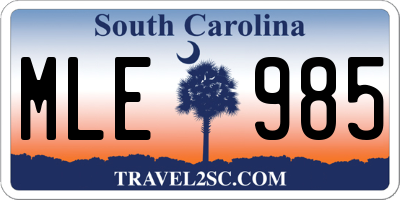 SC license plate MLE985