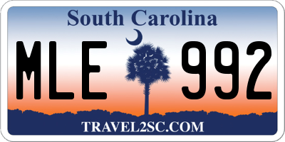 SC license plate MLE992