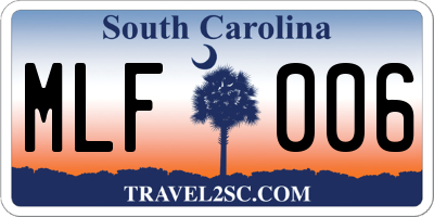 SC license plate MLF006
