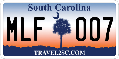 SC license plate MLF007