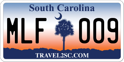 SC license plate MLF009
