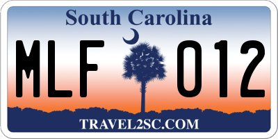 SC license plate MLF012