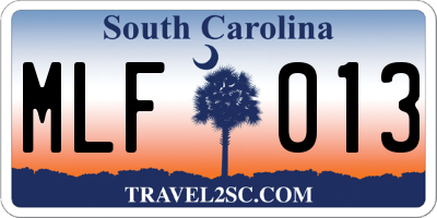 SC license plate MLF013