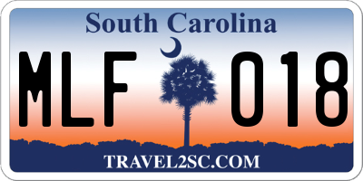 SC license plate MLF018