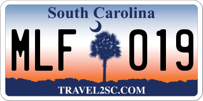 SC license plate MLF019