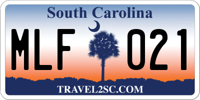 SC license plate MLF021