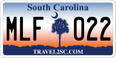 SC license plate MLF022