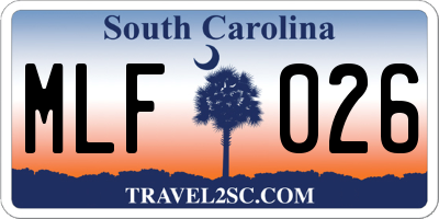 SC license plate MLF026
