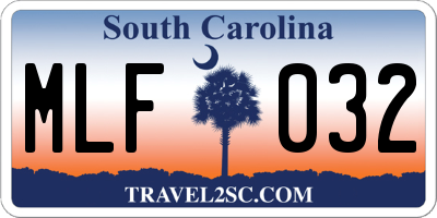 SC license plate MLF032