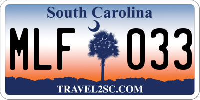 SC license plate MLF033