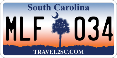 SC license plate MLF034