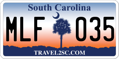 SC license plate MLF035