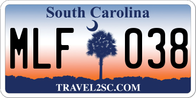 SC license plate MLF038