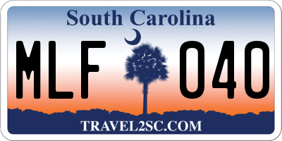 SC license plate MLF040