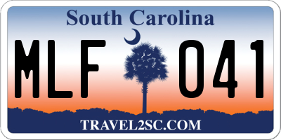 SC license plate MLF041