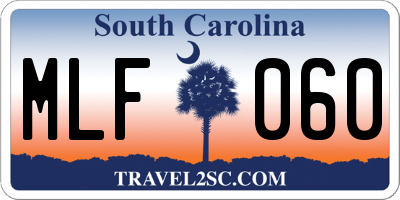 SC license plate MLF060