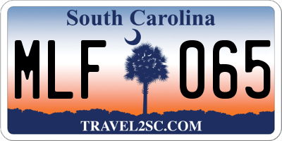 SC license plate MLF065
