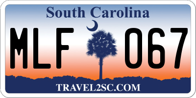 SC license plate MLF067