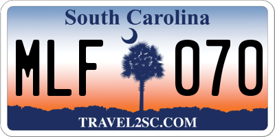 SC license plate MLF070