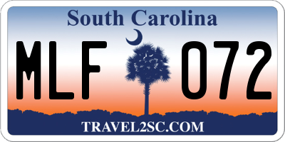 SC license plate MLF072