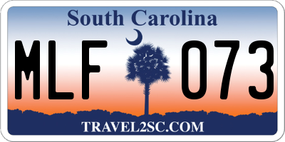 SC license plate MLF073