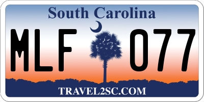SC license plate MLF077