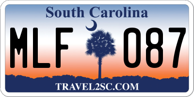 SC license plate MLF087