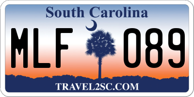 SC license plate MLF089
