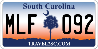 SC license plate MLF092