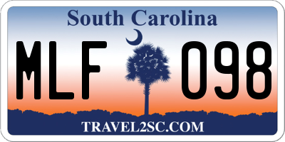 SC license plate MLF098