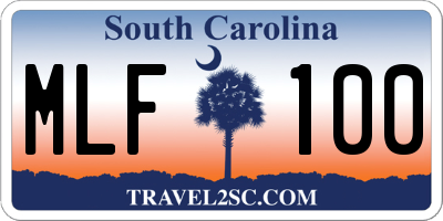 SC license plate MLF100