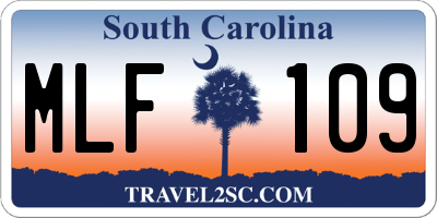 SC license plate MLF109
